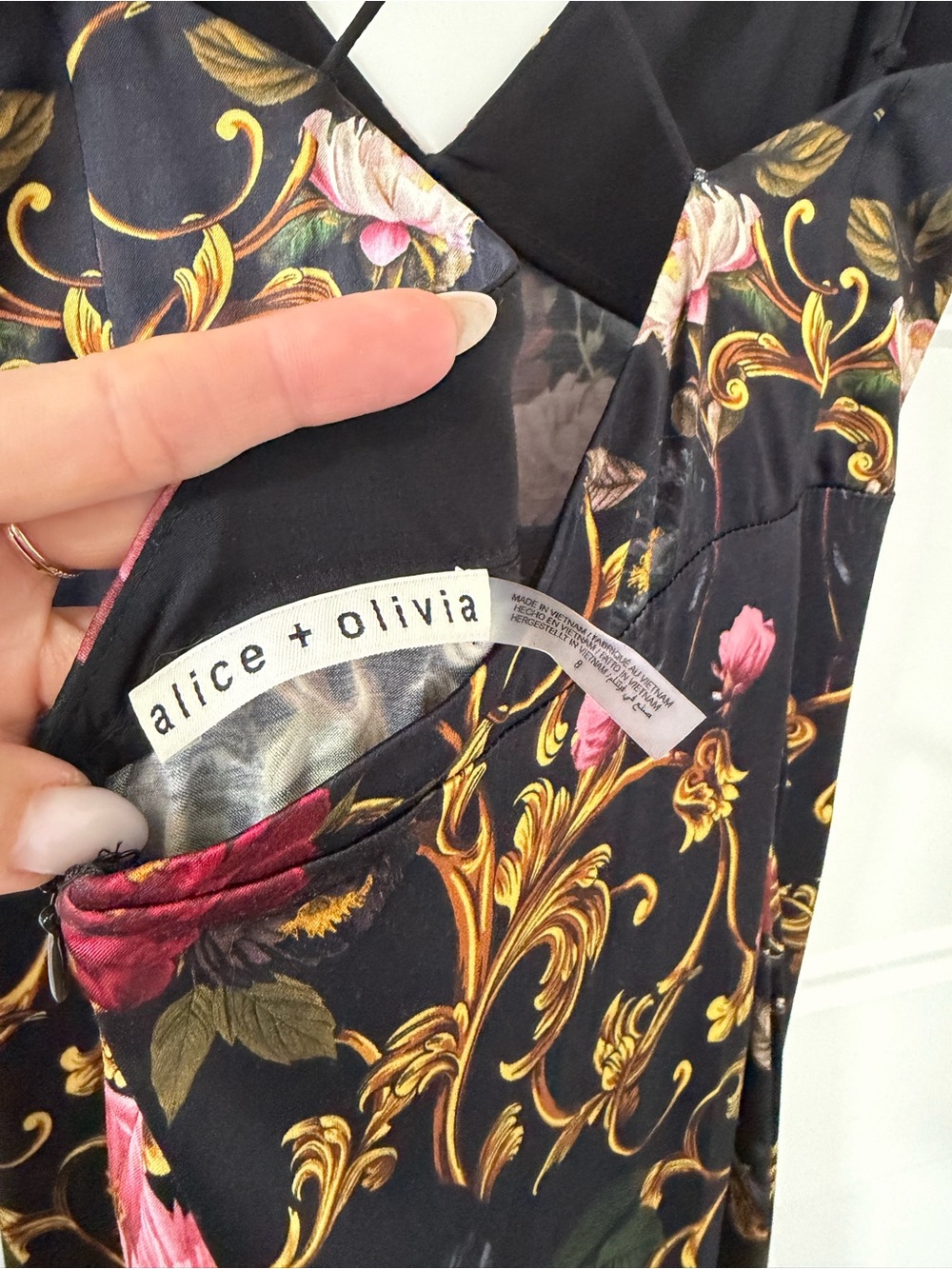 Alice + Olivia Milta Floral Mermaid Slip Dress - Size 8 - Picture 3 of 8